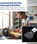 Heavy Duty Bench Grinder Safety Guards Shields Pack Of 2 for home workshop, man using grinder with debris guard shield.