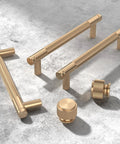 Champagne Bronze Knurled Kitchen Cabinet Pull Handles Set Of 10 For Cupboards And Drawers, 5 Inch Center, Zinc Construction