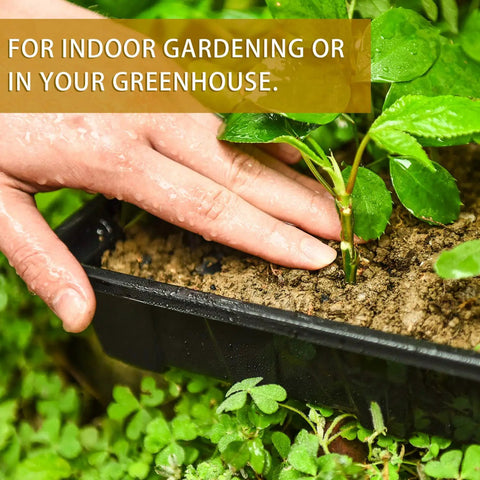 Hand planting seedlings in 10 Pack Thickened Seed Starter Trays Reusable Plastic Plant Seedling Trays For Germination And Propagation.