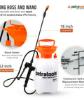 One Gallon Pump Sprayer For Lawn Care And Weeds 52 Inch Hose Dual Nozzles Easy Carry Handle Lightweight And Durable Garden Sprayer For Pesticides Or Fertilizers with 16 inch wand and translucent tank with markings