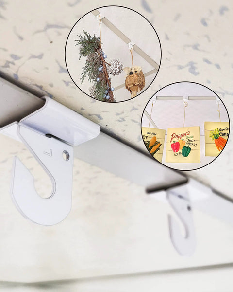 50 Pack Drop Ceiling Hooks Aluminum White Heavy Duty Rust Resistant Holds Up To 15 Lbs No Fuss Easy To Install in use