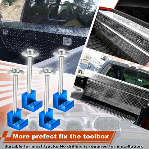 Beefy Heavy Duty Aluminum Truck Tool Box Mounting Kit With Lock Nuts Universal Bed Toolbox Tie Downs Blue