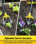 Rotary Cultivator Garden Tool For Loosening Compacted Soil 61 Inch With Detachable Aluminum Tines in garden bed use