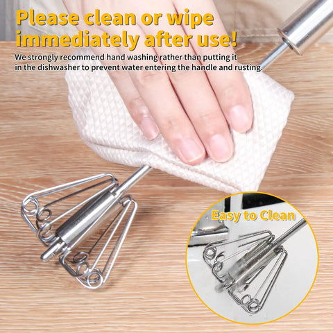 Hand cleaning Stainless Steel Semi Automatic Hand Push Whisk Blender For Home Kitchen, Egg Beater And Milk Frother with cloth