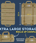 Heavy Duty Large Tool Roll Bag With 1000D Cordura, YKK Zippers And Label Holders, showing extra large storage and compact size.