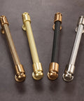 Various metallic cabinet handles with knurled grips, showcasing finish options for 10 Pack 5 Inch 128mm Knurled Brushed Satin Nickel Kitchen Cabinet Handles.