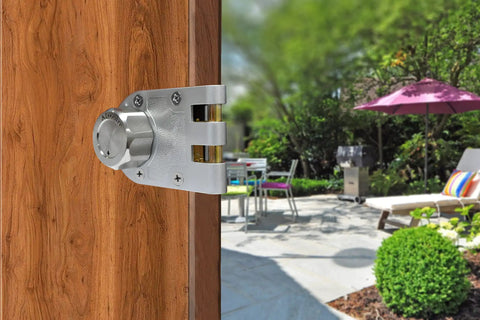 Keyless Jimmy-Proof Deadbolt Lock With Unpickable Night Latch And Anti Mislock Button 304 Stainless Steel on wooden door