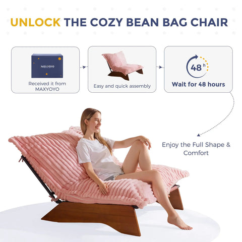 Person relaxing on Two In One Living Room Chair With Frame And Removable Cover, Three Position Backrest, Upholstered Accent Chair, Pink.