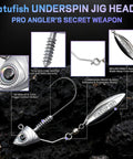 Six Pack Swimbait Jig Heads With Stacked Cone Keeper Anti Rust Brass Blade Flash Eyes And Spinning Underspin for fishing