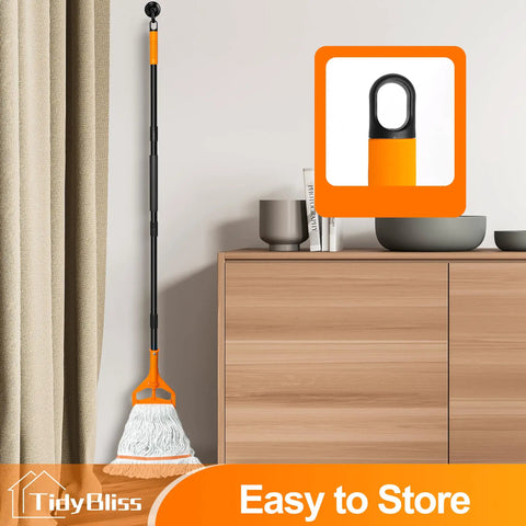 Heavy Duty Commercial Floor Mop With 55 Inch Handle And Three Interchangeable Heads Ultra Absorbent Cotton Loop in modern home setting.