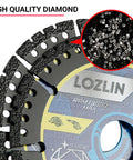 LOZLIN 4.5-inch diamond multi-purpose grinder blade for angle grinders; cuts marble, quartz, stone, tile, metal, plastic