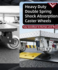 3 Inch Heavy Duty Dual Spring Shock Absorption Caster Wheels Set Of 4, showing smooth gliding on floor with shock-absorbing features.
