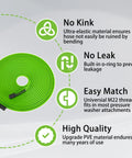Pressure washer hose, coiled green 50 ft, 1/4 in ID, kink-resistant with M22 fittings