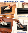 Through The Door Locking Mail Drop Box For Mail And Keys Heavy Duty Steel Lockbox on wooden door, fits letter size items