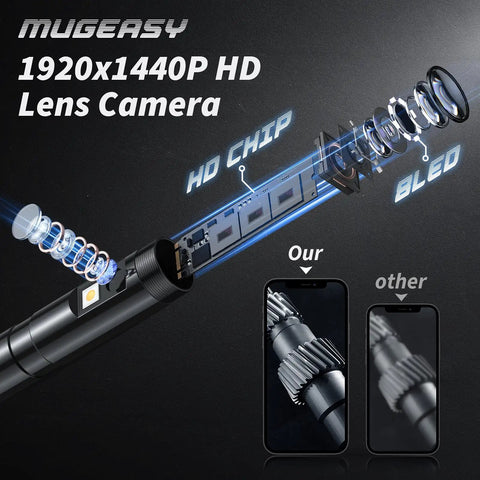 Exploded view of 1920x1440P HD lens and chip in Dual Lens 1920P HD Endoscope Camera With 8 LED Lights, phone image comparison