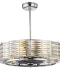Hand Cut Crystal Drum Fandelier Ceiling Fan With Remote, Polished Chrome Frame, smooth airflow, multi-faceted crystal detail