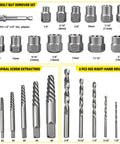 26 Piece Bolt And Screw Extractor Set With Hex Adapters And HSS Drill Bits Heavy Duty Easy Out Kit in various sizes