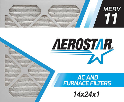 Front view of 14x24x1 MERV 11 Pleated HVAC Filter Pack Of 6 For Homes And Offices Fits Standard 1 Inch Slots