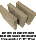 Heavy Duty Rigid Stone Wool Insulation Sheets 3 Pack 12x12x2 Inch Super Tight Acoustic Sound Dampening Panels for light enclosures.