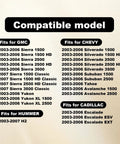 Image listing compatible models for 10-Pin Hazard Warning And Turn Signal Led Flasher Relay For 2003-2006 Chevy Silverado 1500, 2003-2006 GMC Sierra 1500, And 2003-2007 Hummer H2 Replaces 15764135.