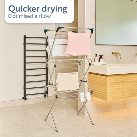 Rock Solid Three Tier Clothes Drying Rack With Foldable Setup For Indoors Or Outdoors Heavy Duty Steel Frame Packs Nearly Seventy Feet Of Easy Air Dry Space For No Sweat Laundry Days