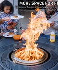 Surround Extend For Bonfire Ranger Fire Pit Table Space Upgrade Outdoor Backyard Party Accessory with flames and dining setup