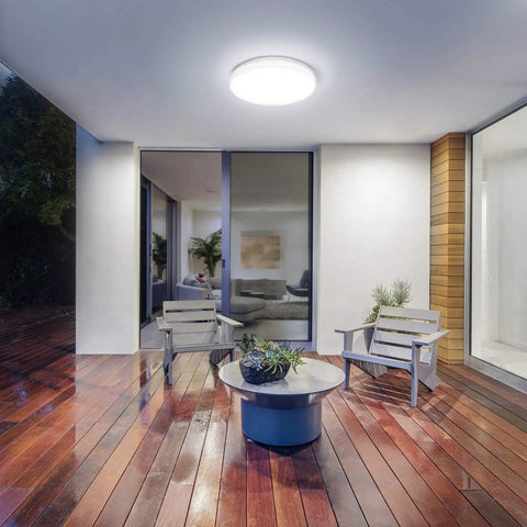 Patio with Eight Point Seven Inch LED Ceiling Light Flush Mount Waterproof IP54 1500 LM 15W 5000K Daylight White Round