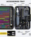 Mini Precision Screwdriver Set With Color Coded Bits And Built In Magnetizer, 132 In 1 Micro Magnetic Repair Kit open view