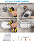 Installation steps for Outdoor 12 Inch LED Bulkhead Light 10W Oval Nautical Marine Wall Fixture with tools and parts.