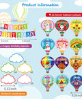 Hot Air Balloon Birthday Bulletin Board Decor Set with 12 monthly balloon cutouts, birthday banner, and 30 cloud cutouts.