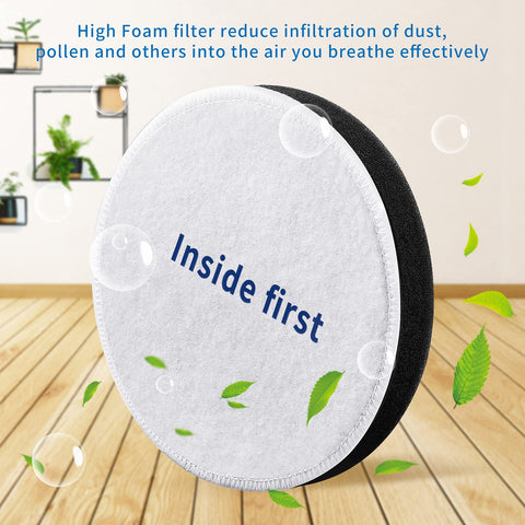 Replacement Vacuum Filters For Eureka Power Speed Upright Vacuums NEU Series NEU182A NEU182B NEU180 NEU181 NEU188 NEU202 4 Pack Easy Install Bagless Cleaner Parts, foam filter with 'Inside first' text and green leaves.
