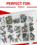 210 Piece Metric Motorcycle Bolt Kit for KTM Husqvarna Offroad Bikes with hex head bolts and washers in organizer box.