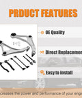 Front Suspension Kit For Nissan Altima 2013 2014 10 Piece Replacement Front End Parts Set Designed To Restore Ride Comfort Handling And Stability With Quality Components For A Smooth Confident Drive, OE quality front control arms and tie rods