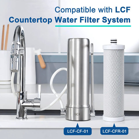 Replacement Filter Pack For Countertop Water Filtration Systems With 6-Stage Filtration And Silver Ions Enhanced on sink