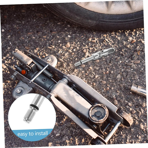 Heavy Duty Steel Universal Jack Head Adapter 16mm Square Shaft Joint Replacement For Slick Floor And Trailer Lifts next to a jack.
