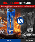 Gen2 Bolt Size Finder Tool Keychain Gauge with CR-V steel, SAE and metric markings, comparison with stainless steel tool.