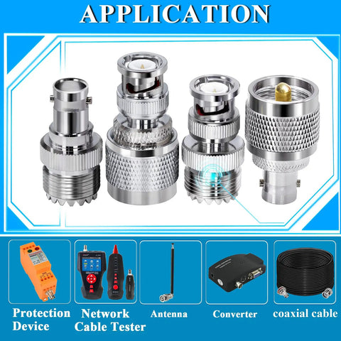 4 Pack UHF PL259 To BNC Coax Connector Kit With Gold Plated Copper And Nickel Brass Adapters For various gear setup