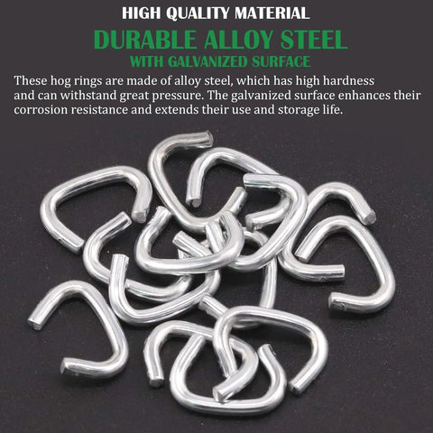 1000 Pack 3/8 Inch Galvanized Hog Rings Assortment Kit For Upholstery And Furniture Use Pro Grade Heavy Duty Rings
