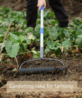 Heavy Duty Garden Rake With Long 182 Cm Handle 14 Tines Steel Yard Tool For Loosening Soil in garden bed