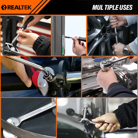 178 Piece Socket Wrench Set With Quick Release Ratchet Includes One Quarter Inch, Three Eighths Inch, One Half Inch Sockets, CRV High Carbon Steel, Extension Bar, Bit Sockets, For Auto Repair, Home, Garage, And Workshop, Durable Toolbox in use for various mechanical tasks