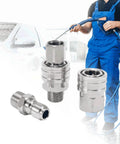 RIDGE WASHER 8-piece stainless steel pressure washer fittings set with 3/8 in quick-connect, male and female NPT threads