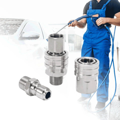RIDGE WASHER 8-piece stainless steel pressure washer fittings set with 3/8 in quick-connect, male and female NPT threads