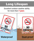 No Smoking Sign 3 Pack Heavy Duty Metal Aluminum Reflective Signs 10 By 7 Inches.040 Aluminum Rust Free UV Printed Graphics Indoor Outdoor Mountable Easy To Install displayed in waterproof and dust-proof settings