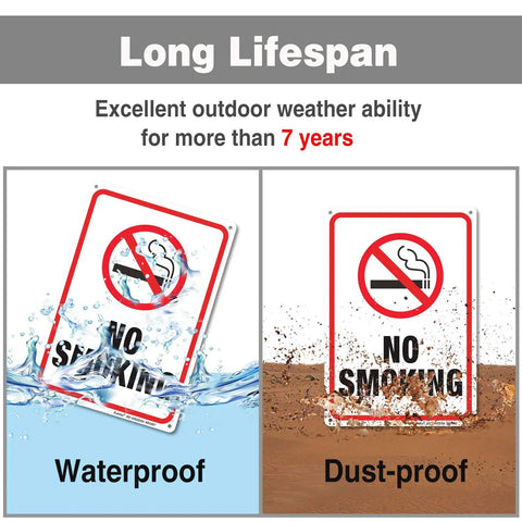 No Smoking Sign 3 Pack Heavy Duty Metal Aluminum Reflective Signs 10 By 7 Inches.040 Aluminum Rust Free UV Printed Graphics Indoor Outdoor Mountable Easy To Install displayed in waterproof and dust-proof settings