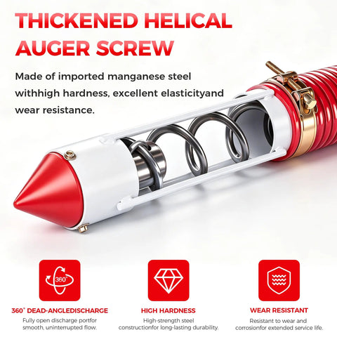 Heavy Duty Portable Grain Suction Auger Screw Conveyor With 16 Ft Flexible Hose For Transferring Corn Wheat Rice Feed And Fertilizer Smoothly, featuring thickened helical auger screw made of manganese steel.
