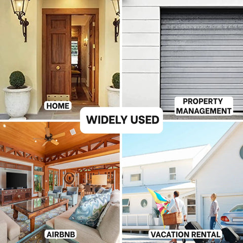 WiFi Enabled Smart Lock Box For Homes And Rentals With Remote Access And Key Sharing shown in diverse real estate contexts