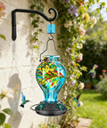 Hand Blown Glass Hummingbird Feeder For Outdoors Hanging 24oz Nectar Bottle With Ant Moat Perch Bee Resistant Ports Backyard Garden Decor