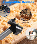 Heavy Duty 5 Piece Forstner Bit Set Premium Carbon Steel Woodworking Drill Bits showcased with compatible drills.