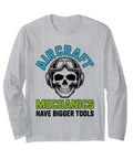 Aircraft Mechanics Have Bigger Tools Aviation Maintenance Long Sleeve Tee with skull graphic on gray fabric