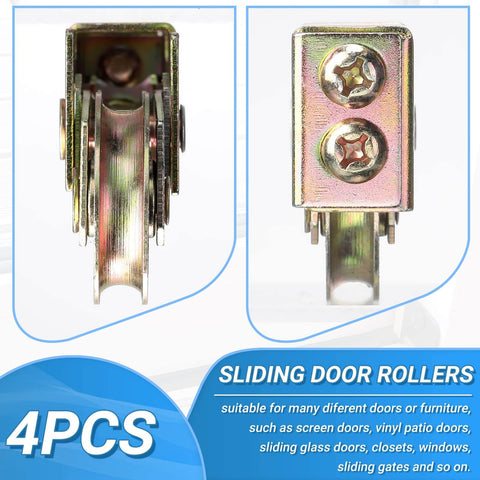 4 Pack Sliding Door Rollers Replacement Kit One And One Quarter Inch Steel Ball Bearing Tandem Wheels front view